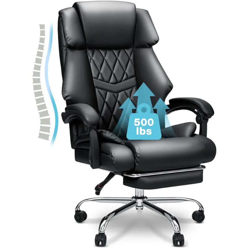Photo 1 of ***MISSING HARDWARE****Hoffree Executive Office Chair Big and Tall Office Chair with Footrest Reclining Leather Chair High Back Ergonomic Computer Desk Chair with Lumbar Back Support for Home Office 500lbs, Black