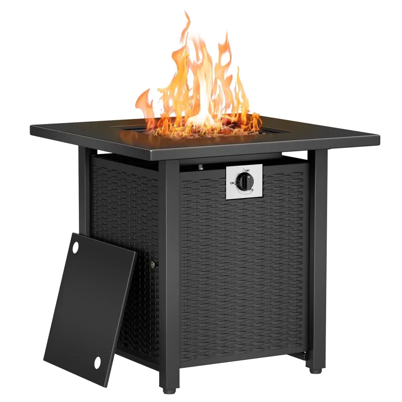 Photo 1 of 

422 ratingsKingChii 28 inch Propane Fire Pit with Lid and Lava Rock, 50,000 BTU Steel Gas Fire Pit Table for Outdoor, Garden, Patio and Backyard, Black