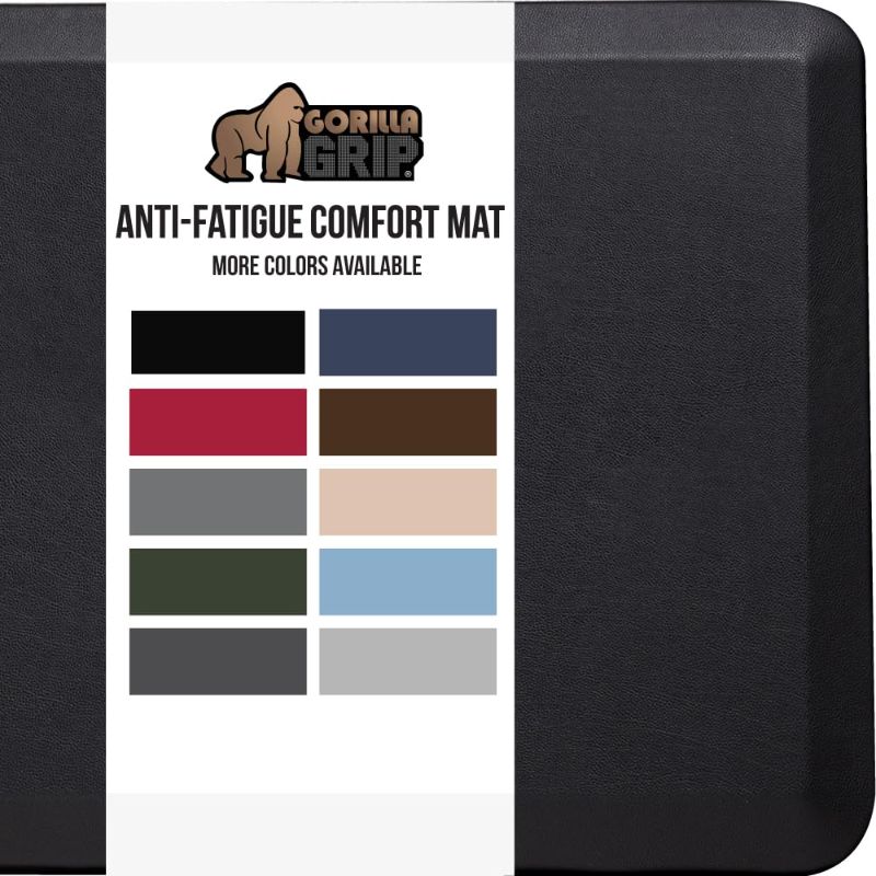Photo 1 of 7ORILLA GRIP Anti Fatigue Cushioned Kitchen Floor Mats, Thick Ergonomic Standing Office Desk Mat, Waterproof Scratch Resistant Pebbled Topside, Supportive Comfort Padded Foam Rugs, 70x24, Black