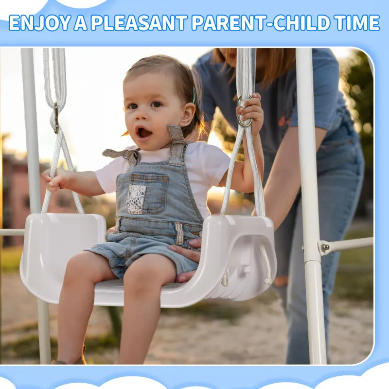 Photo 1 of 4-in-1 Toddler Swing Set, Baby Swing Seat with Foldable Metal Stand, Kids Swing Set for Indoor Outdoor Backyard, Easy to Assemble & St