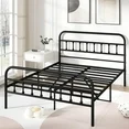 Photo 1 of ***PARTS ONLY***
UHOMEPRO Queen Platform Bed Frame with Headboard, Metal Queen Size Bed Frame for Adults Teens, Rustic Vintage Queen Bed Frame Bedroom Furniture, No Box Spring Needed, Black