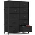 Photo 1 of 10-Drawer Fabric Dresser Storage Chest for Bedroom, Closet, Entryway, Storage Furniture for Adults, Black