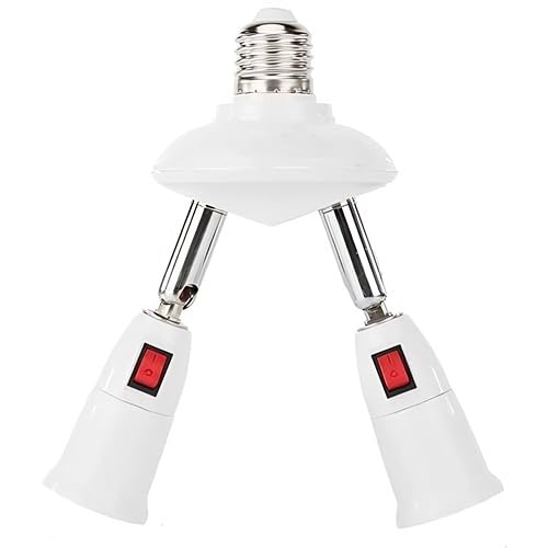 Photo 1 of 2 in 1 Light Socket Extender, Adjustable E26/E27 Bulb Extension Socket Adapter, 360° Rotatable & 180° Bendable Light Sockets Splitter with Switch, Lamp Holder for Halogen, LED, CFL and Motion Bulb