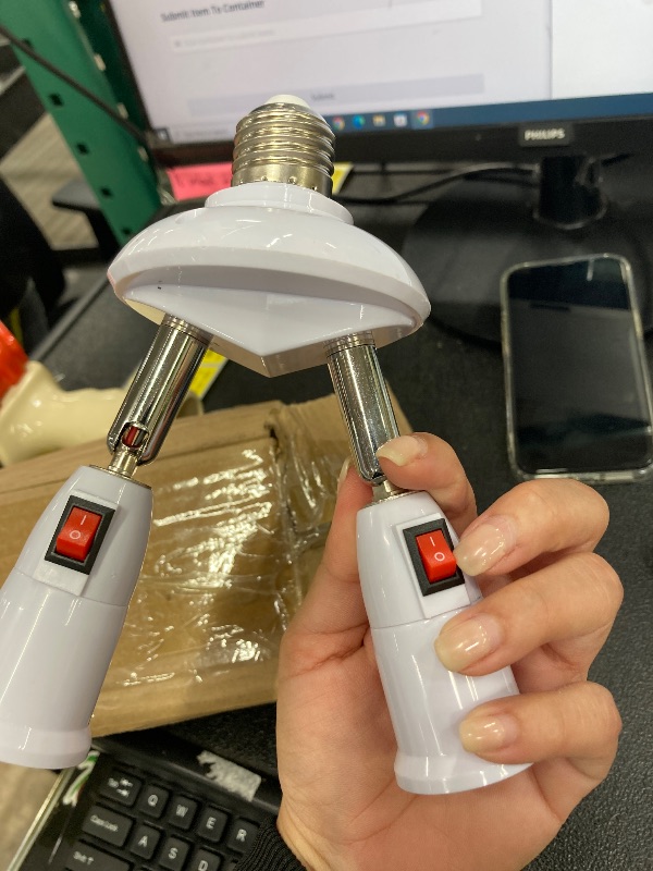 Photo 1 of 2 in 1 Light Socket Extender, Adjustable E26/E27 Bulb Extension Socket Adapter, 360° Rotatable & 180° Bendable Light Sockets Splitter with Switch, Lamp Holder for Halogen, LED, CFL and Motion Bulb