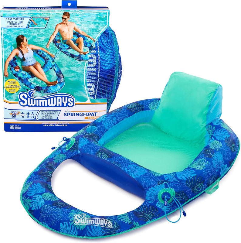 Photo 1 of 
SwimWays Elite Spring Float Recliner Pool Lounger, Inflatable Pool Floats Adult with Fast Inflation, Pool Recliner for Adults up to 250 lbs