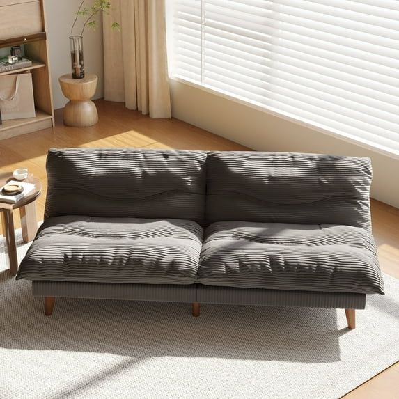Photo 1 of **NO BASE/ONLY THE 2 CUSHIONS**LLappuil 69" Futon Convertible Sofa Bed, Corduroy Loveseat Sofa Couch for Small Space GREY