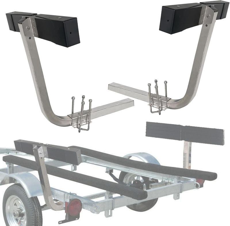 Photo 1 of 316 Stainless Steel Boat Trailer Guides 20 inch Thickening Aluminium Alloy Square Tube Kit with High-Grade Rubber Crash Pads Replace Carpet Fabric
