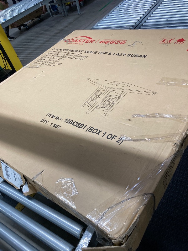 Photo 1 of ***ONLY THE TOP PART***COASTER Gabriel Counter Height Dining Table with Storage Pedestal Base Cappuccino***(BOX 1 OF 2, MISSING BOX #2)***