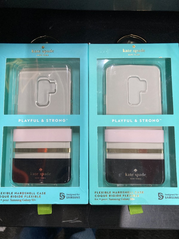 Photo 1 of 2-Pack Kate Spade New York Phone Case | for Samsung Galaxy S9 Plus | Protective Clear Crystal Phone Cases with Slim Design and Drop Protection - Charlotte Stripe Black/Cream/Gold