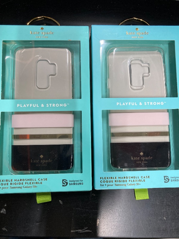 Photo 1 of 2 Pack Kate Spade New York Phone Case | for Samsung Galaxy S9 Plus | Protective Clear Crystal Phone Cases with Slim Design and Drop Protection - Charlotte Stripe Black/Cream/Gold