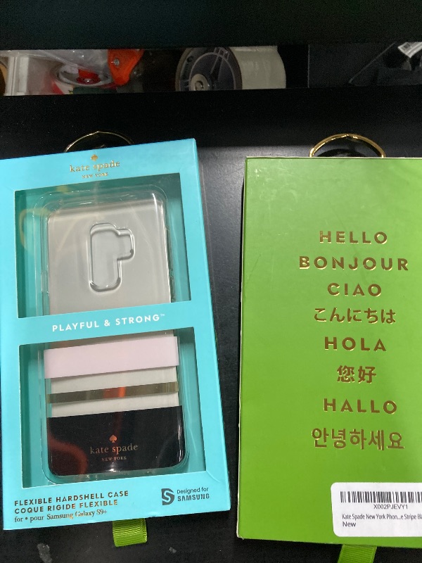 Photo 1 of 2 Pack                  Kate Spade New York Phone Case | for Samsung Galaxy S9 Plus | Protective Clear Crystal Phone Cases with Slim Design and Drop Protection - Charlotte Stripe Black/Cream/Gold