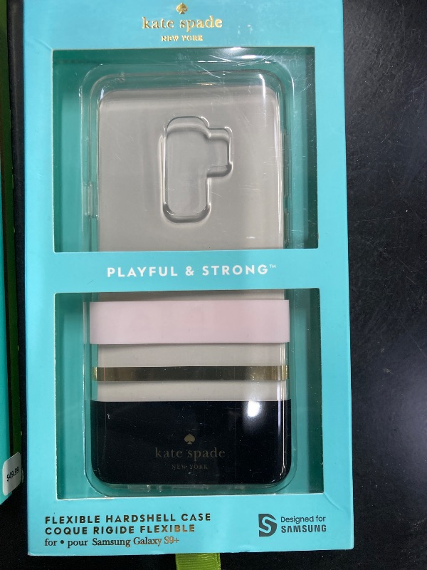 Photo 1 of 2 Pack, Kate Spade New York Phone Case | for Samsung Galaxy S9 Plus | Protective Clear Crystal Phone Cases with Slim Design and Drop Protection - Charlotte Stripe Black/Cream/Gold