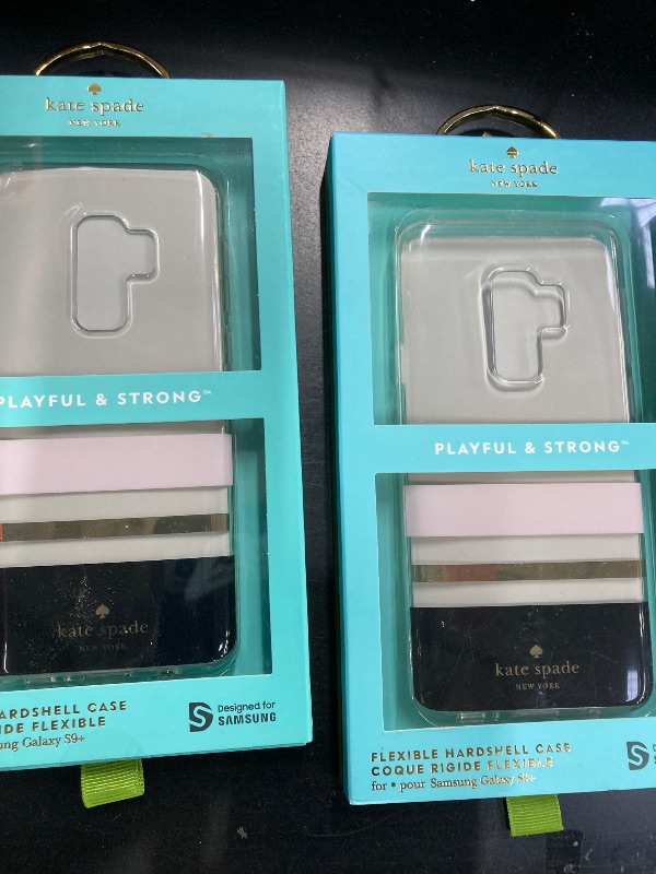 Photo 1 of 2 Pack, Kate Spade New York Phone Case | for Samsung Galaxy S9 Plus | Protective Clear Crystal Phone Cases with Slim Design and Drop Protection - Charlotte Stripe Black/Cream/Gold