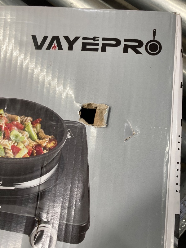 Photo 1 of Vayepro Hot Plate, 1500W Portable Electric Stove, Single Electirc Cooktop,Portable Burner for Cooking, Cooktop for Dorm Office Home Camp, UL Listed,Compatible with All Cookware ***(BOX RIPPED/TORN)***