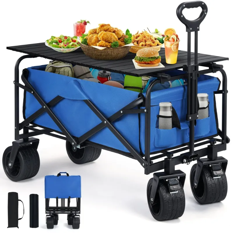 Photo 1 of **PARTS ONLY**Firstness Heavy Duty Collapsible Wagon Cart with Tabletop, Foldable Utility Wagon with Table for Camping, Picnics, Beach Trips, Outdoor Events and Shopping, Blue
