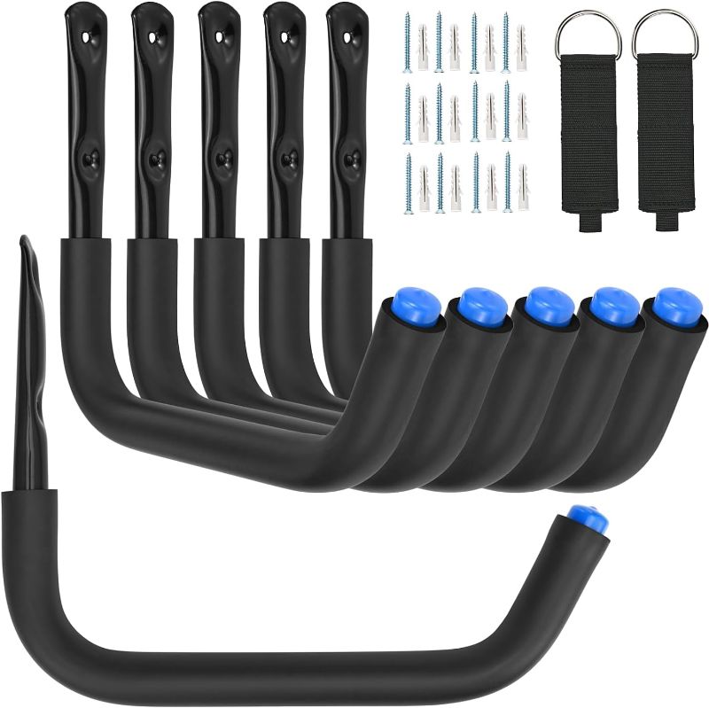 Photo 1 of 11.8Inch Heavy Duty Garage Storage Hooks, Wall Mounted Utility Hanger Hanging Rack for Kayak Canoe, Surfboard, Snow Board, Ladder, Folding Chairs, Bicycle and Tools (6pcs)
