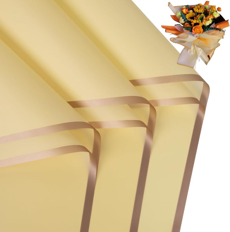 Photo 1 of ***light pink** FUHITIM 20 Sheets Flower Wrapping Paper - Waterproof Floral Bouquet Wrapping Paper, Florist Supplies Packaging Paper for Wedding Birthday Gift DIY (Light Yellow) 3 pack
