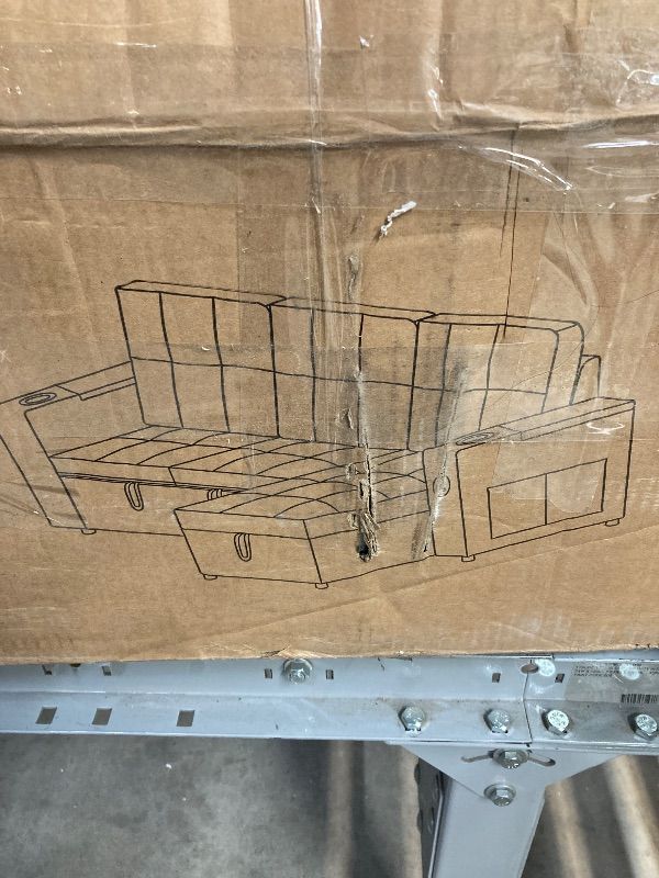 Photo 1 of ***PARTS ONLY/INCOMPLETE**Yalissey 4-in-1 Convertible Sleeper Chair Bed for Adult, 90” Extra Long Pull-Out Sleeper Sofa Bed with Wing Table, USB Charging & Bottom Storage, Living Room Single Sleeping Chair, Light Grey 2 Boxes