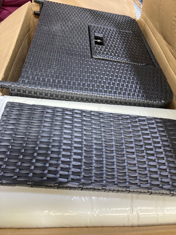 Photo 1 of ***MISSING PARTS/INCOMPLETE***Tangkula Patio Rattan Daybed, Patiojoy Wicker Loveseat Sofa w/Multipurpose Ottoman & Retractable Side Tray, 4-Level Adjustable Backrest, NO LEG REST TABLE