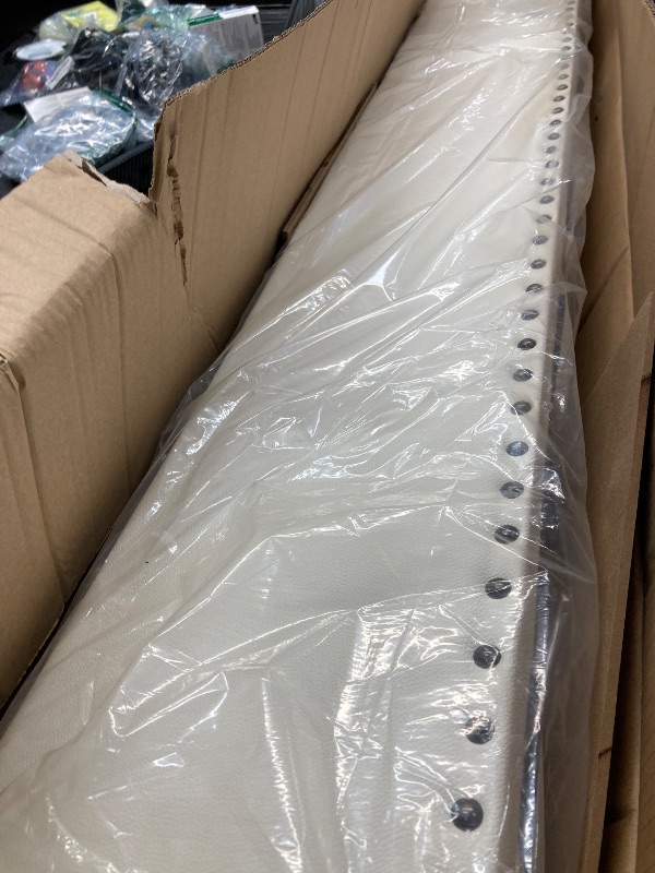 Photo 1 of ***Missing boxes, the photo is only to the reference ***Bellemave Twin Size Daybed with Drawers, Upholstery Daybed with LED Light ? Charging Station, Fabirc Day Bed with Wood and Metal Frame, Twin Daybed Frame with Storage Shelf, White   