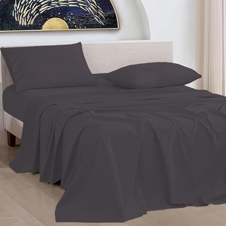 Photo 1 of 4 Piece Sheet Set California King Size Bed Sheets 100% Egyptian Cotton 1000 Thread Count 18" Inch Deep Pocket, Soft & Wrinkle Free - Dark Grey Solid