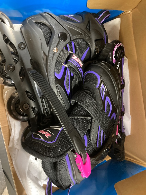 Photo 1 of 2PM SPORTS Vinal Girls and Boys Adjustable Flashing Inline Skates, All Wheels Light Up, Fun Illuminating for Kids and Women - Violet S