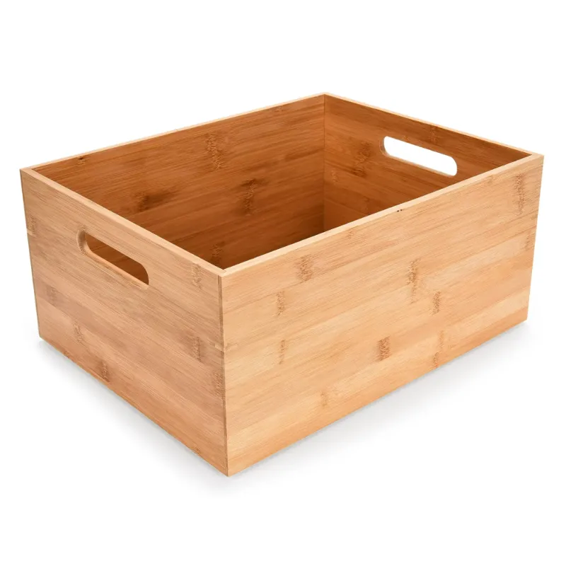 Photo 1 of "Prosumer's Choice Bamboo Storage Box - Versatile Countertop Caddy for Home Organization & Decor - Ideal for Kitchen, Office, and Craft Supplies".
