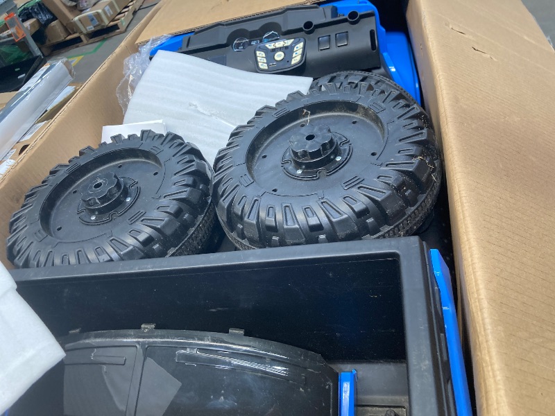 Photo 1 of ***MISSING PARTS***PULLAFUN 24V Ride On Truck with Remote Control Electric UTV Vehicles with Dump Bed, 4WD Power 4x200W Motors,4xSpring Suspension, 3 Speeds, 2 Seater Kids Ride On Toys Best Gifts for Kids (Blue)