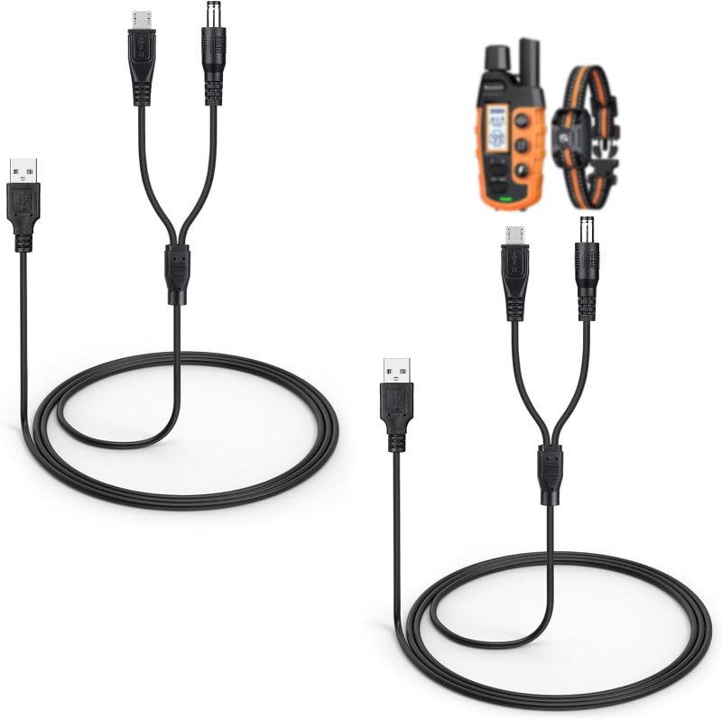Photo 1 of 2-Pack Charger Cord for Bousnic Dog Shock Collar RS2A and RS2B, 2-in-1 Training Collar USB Charging Cable