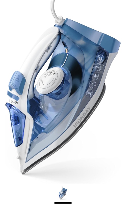 Photo 1 of 1200W Steam Iron for Clothes, Iron with Powerful Steam, Self-Cleaning, Non-Stick Ceramic Soleplate, Burst of Steam, Spray Mist, Ironing Clothes for Home