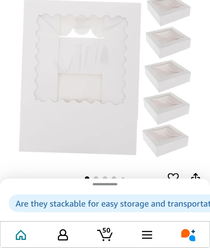 Photo 1 of 10pcs Bakery Boxes with Window Cookie Boxes for Packaging Bakery Supplies Dessert Containers