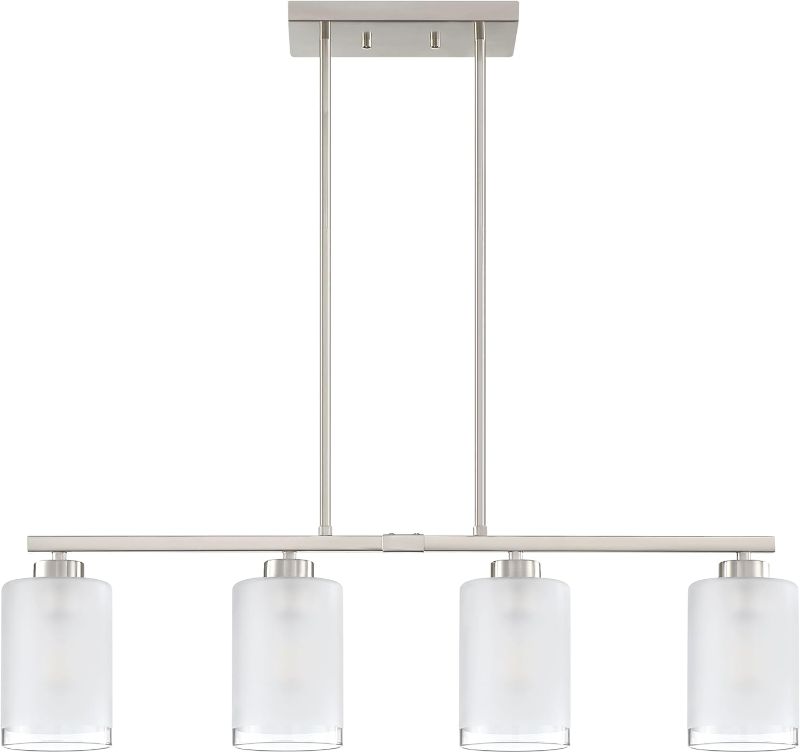 Photo 1 of 4 Light Farmhouse Semi Flush Mount Kitchen Island Pendant Light Fixture Clear Frosted Glass,Brushed Nickel Finish for Bedroom Hallway Entryway Cafe