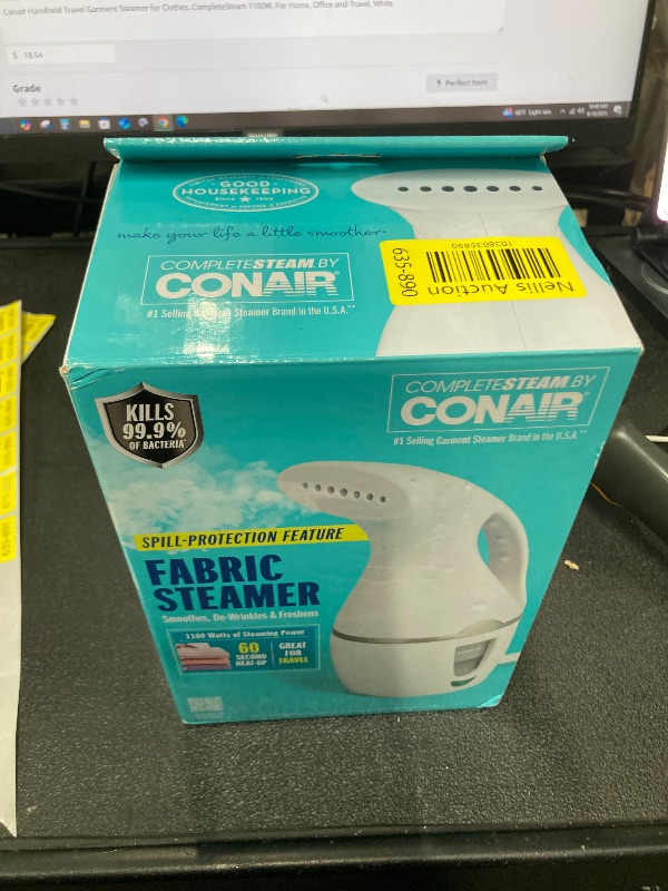 Photo 1 of ***USED AND DIRTY****Conair Handheld Travel Garment Steamer for Clothes, CompleteSteam 1100W, For Home, Office and Travel, White