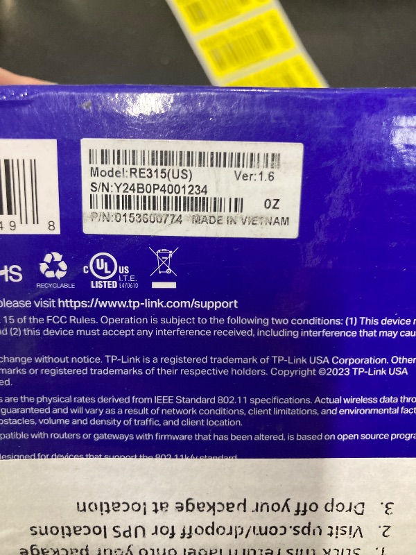 Photo 1 of TP-Link AC1200 WiFi Extender, 2025 Wirecutter Best WiFi Extender, 1.2Gbps home signal booster, Dual Band 5GHz/2.4GHz, Up to 1600 Sq.ft and 32 Devices, EasyMesh Compatible, One Ethernet Port (RE315)