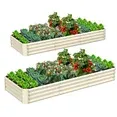 Photo 1 of 2 Pack 8x3x1ft Galvanized Raised Garden Bed Metal Above Ground Planter Box Kit Outdoor for Vegetables Flowers Herbs, (Light Ivor)