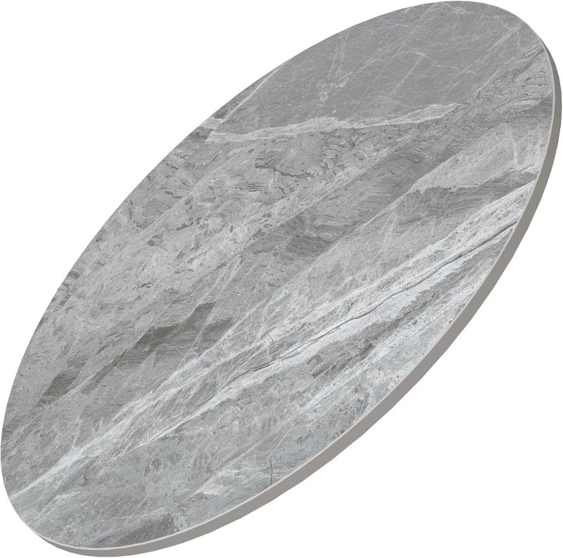 Photo 1 of 31" Round Sintered Stone Table Top - Gray | Heat & Scratch Resistant Durable Tabletop for Dining, Indoor/Outdoor, Pub & Home Office - All-Weather Use
