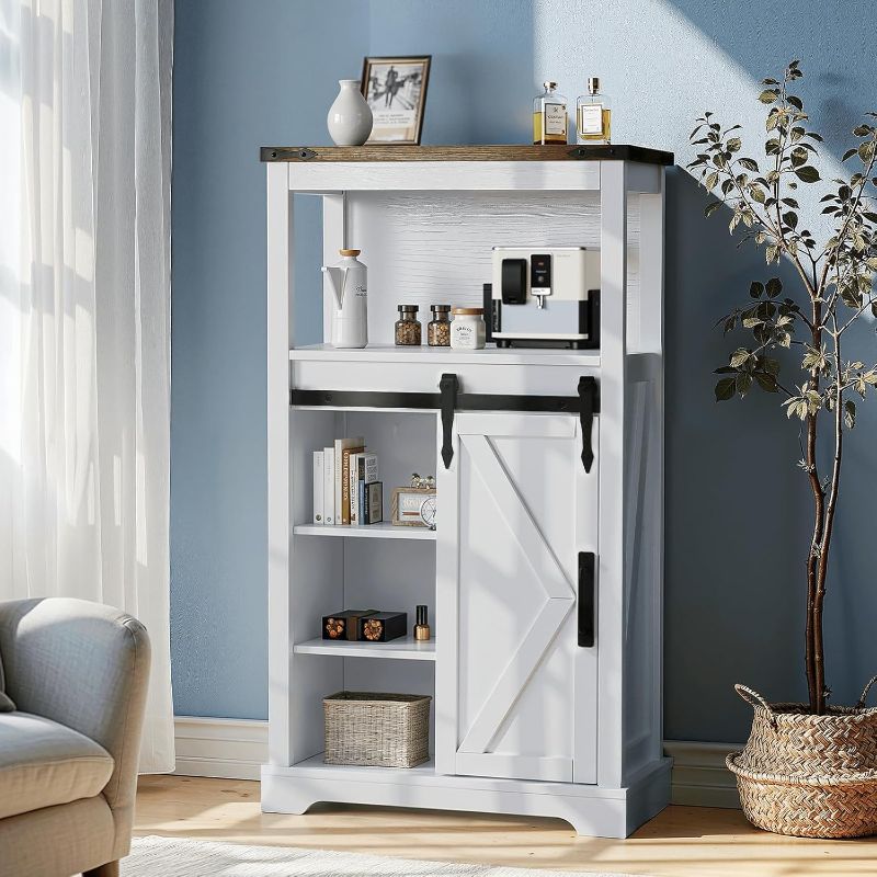 Photo 1 of  Storage Cabinet, Bathroom Storage Cabinet Small Hutch with Door Freestanding, for Coffee Bar, Bathroom, Laundry, Living Room, Kitchen - 24" W x 42" H