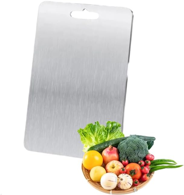 Photo 1 of 2025 New Titanium Cutting Board - 100% Pure Titanium Cutting Boards for Kitchen,stainless steel cutting board, best non toxic cutting boards for Cutting Meats, Fruits and Vegetables. (11x8 in)
