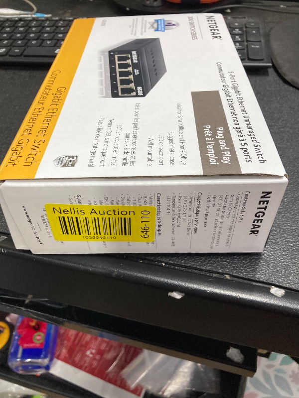 Photo 1 of NETGEAR 5-Port Gigabit Ethernet Unmanaged Essentials Switch (GS305) - Home Network Hub, Office Ethernet Splitter, Plug-and-Play, Silent Operation, Desktop or Wall Mount