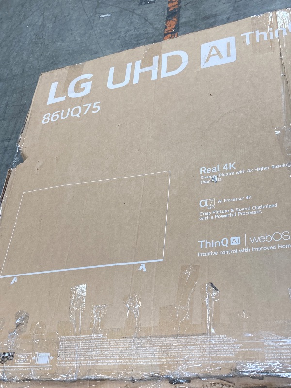 Photo 1 of ***(SELLING AS PARTS ONLY**BOX RIPPED/TORN SCUFFS/SCRATCHES)***
LG UQ7590 86-Inch Class UHD Smart TV 86UQ7590PUD, 2022 - AI-Powered 4K, Alexa Built-In, Grey  ***(SELLING AS PARTS ONLY**BOX RIPPED/TORN SCUFFS/SCRATCHES)***