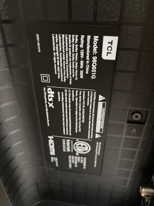 Photo 1 of ***PARTS ONLY***
TCL 98-Inch Q65 QLED 4K UHD Smart TV with Google TV (98Q651G, 2024 Model) Dolby Vision, Dolby Atmos, HDR Pro+, Game Accelerator Enhanced Gaming, Voice Remote, Works with Alexa, Streaming Television