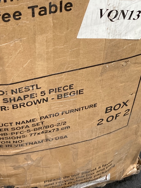 Photo 1 of **OTTOMAN ONLY W/GLASS***Nestl Outdoor Patio Furniture OTTOMAN ONLY WITH GLASS, Brown Base/Beige Cushions ***(BOX RIPPED/TORN)***