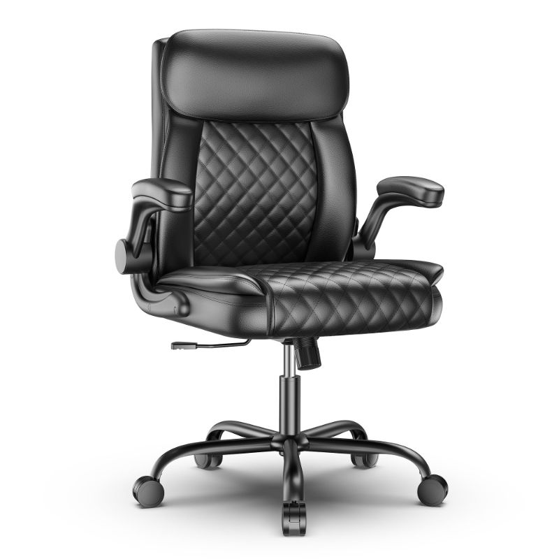 Photo 1 of ***MISSING PARTS**Seenda Big and Tall Office Chair 330lbs, Heavy Duty Executive Desk Chair with Extra Wide Seat, High Back Ergonomic Leather Computer Chair with Padded Armrests, Black