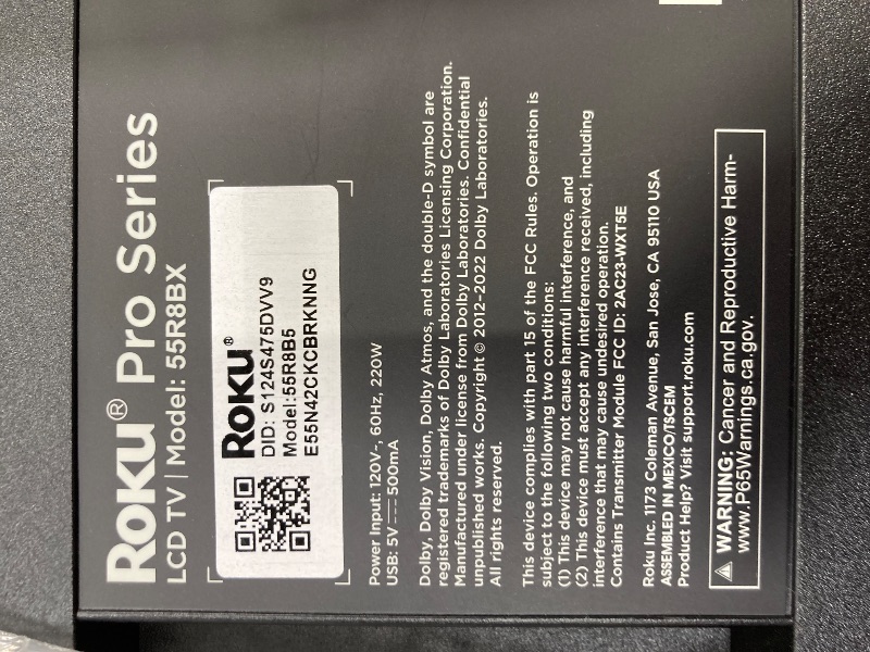 Photo 1 of Roku Smart TV – 55-Inch Pro Series 4K QLED RokuTV with Backlit Roku Voice Remote Pro, Dolby Vision IQ, 120Hz Refresh Rate – Live Local News, Sports, Gaming