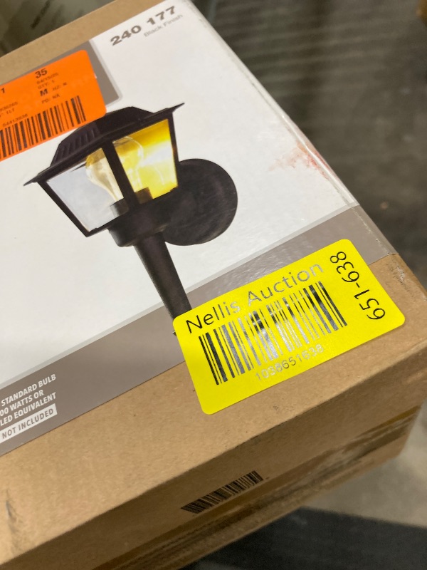 Photo 1 of 1-Light Black Outdoor Sconce Lantern with Clear Glass
