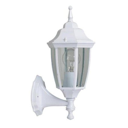 Photo 1 of 14.37 in. White Dusk to Dawn Decorative Outdoor Wall Light Lantern Sconce