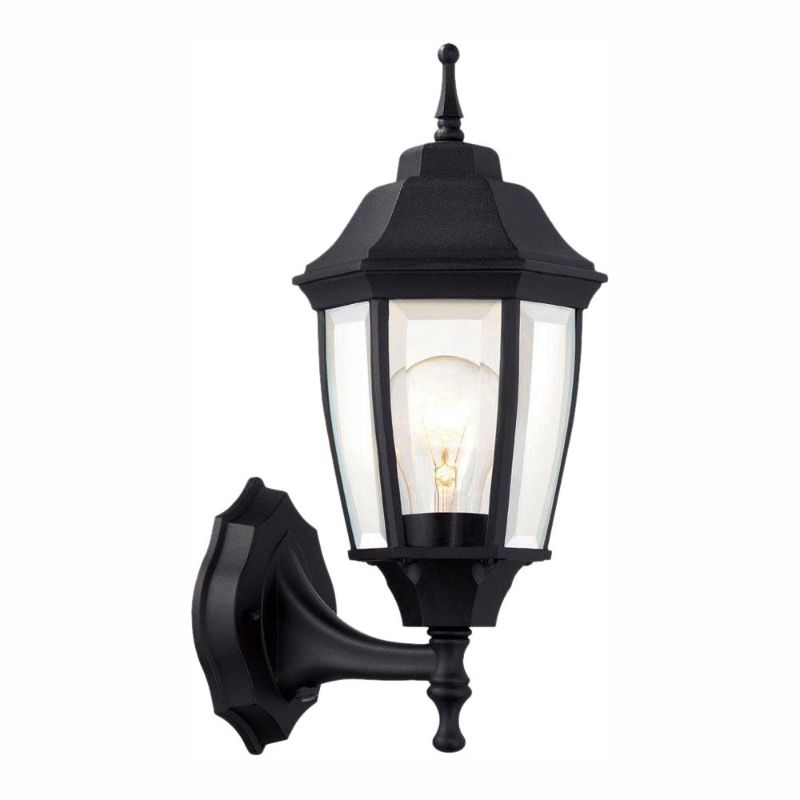 Photo 1 of 14.37 in. Black Dusk to Dawn Hardwired Decorative Outdoor Wall Light Lantern Sconce with No Bulb Included