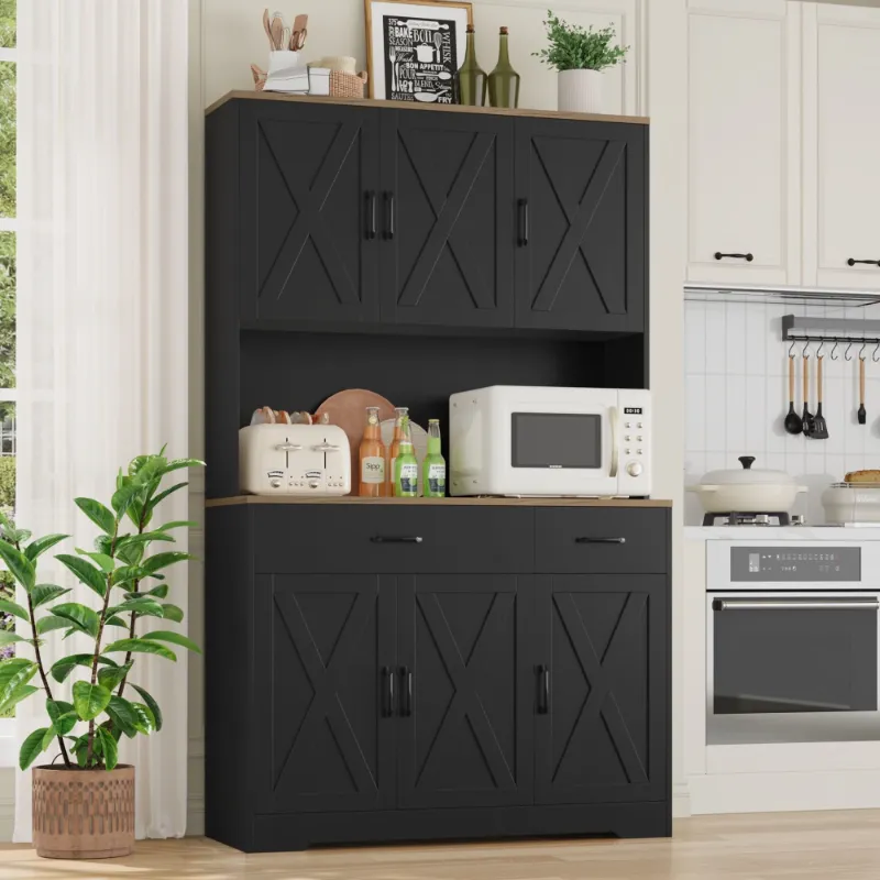 Photo 1 of ***ONLY THE TOP/MISSING THE BOTTOM**Homfa 71" Kitchen Pantry with Charging Station, Freestanding Cupboard with Adjustable Shelves, Floor Cabinet for Dining Room, Black