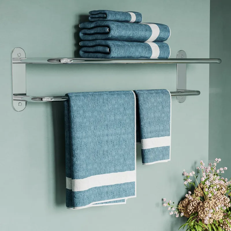 Photo 1 of 24'' Bathroom Wall Mount Towel Rack Shelf with a Towel Bar, Chrome-Plated, by Fixsen
