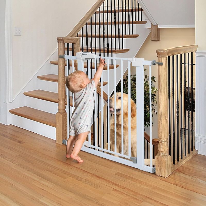 Photo 1 of  Baby Gate for Doorways and Stairs, 26''-40'' Auto Close Dog/Puppy Gate, Easy Install, Pressure Mounted, No Drilling, fits for Narrow and Wide Doorways, Safety Gate Door for Child and Pets
